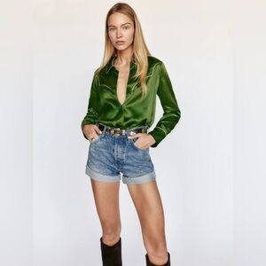 Reformation Charlie Cuffed High Rise Jean Shorts